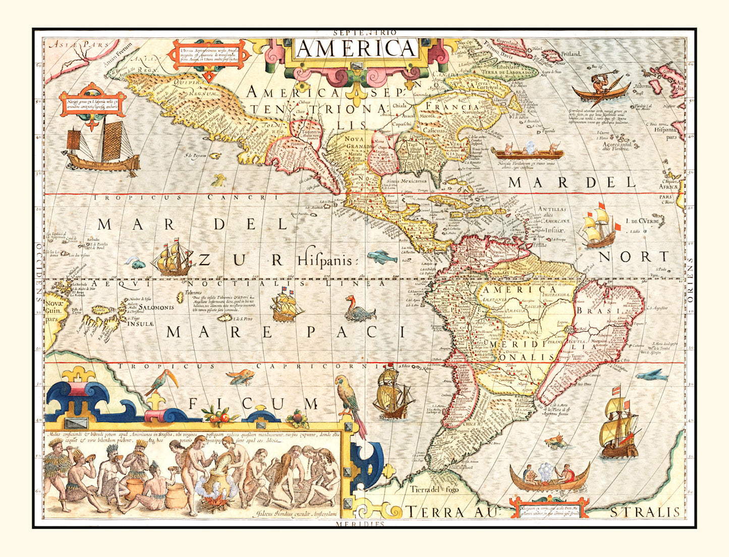 Vintage Map of America, 1623