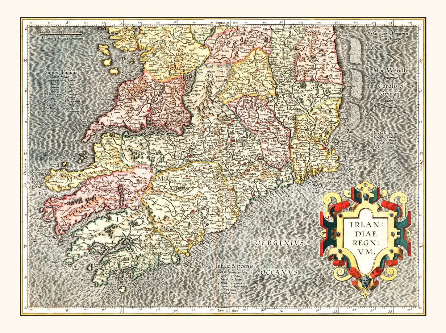 Vintage Map of the Kingdom of Ireland, 1623