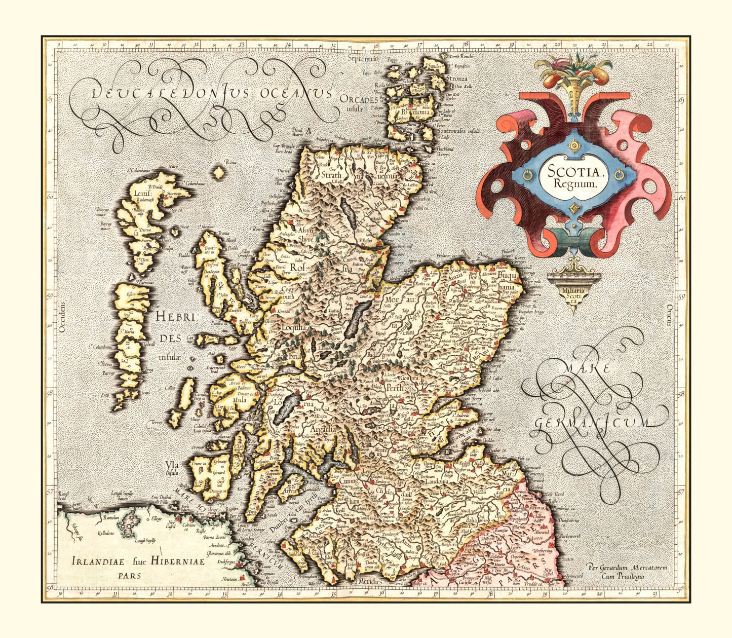 Vintage Map of Scotland, 1623