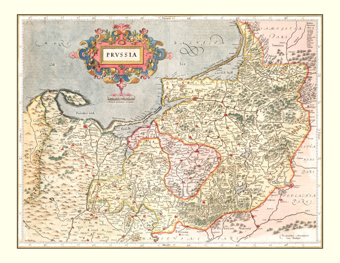 Vintage Map of Prussia, 1623