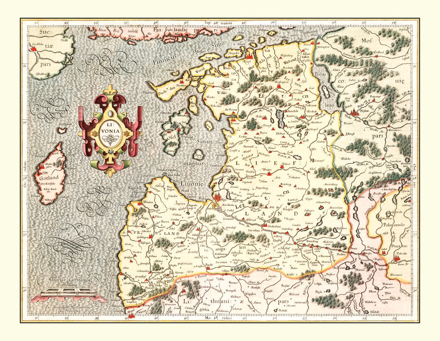Vintage Map of Latvia, 1623