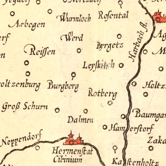 Vintage Map of Transylvania, Romania, 1623