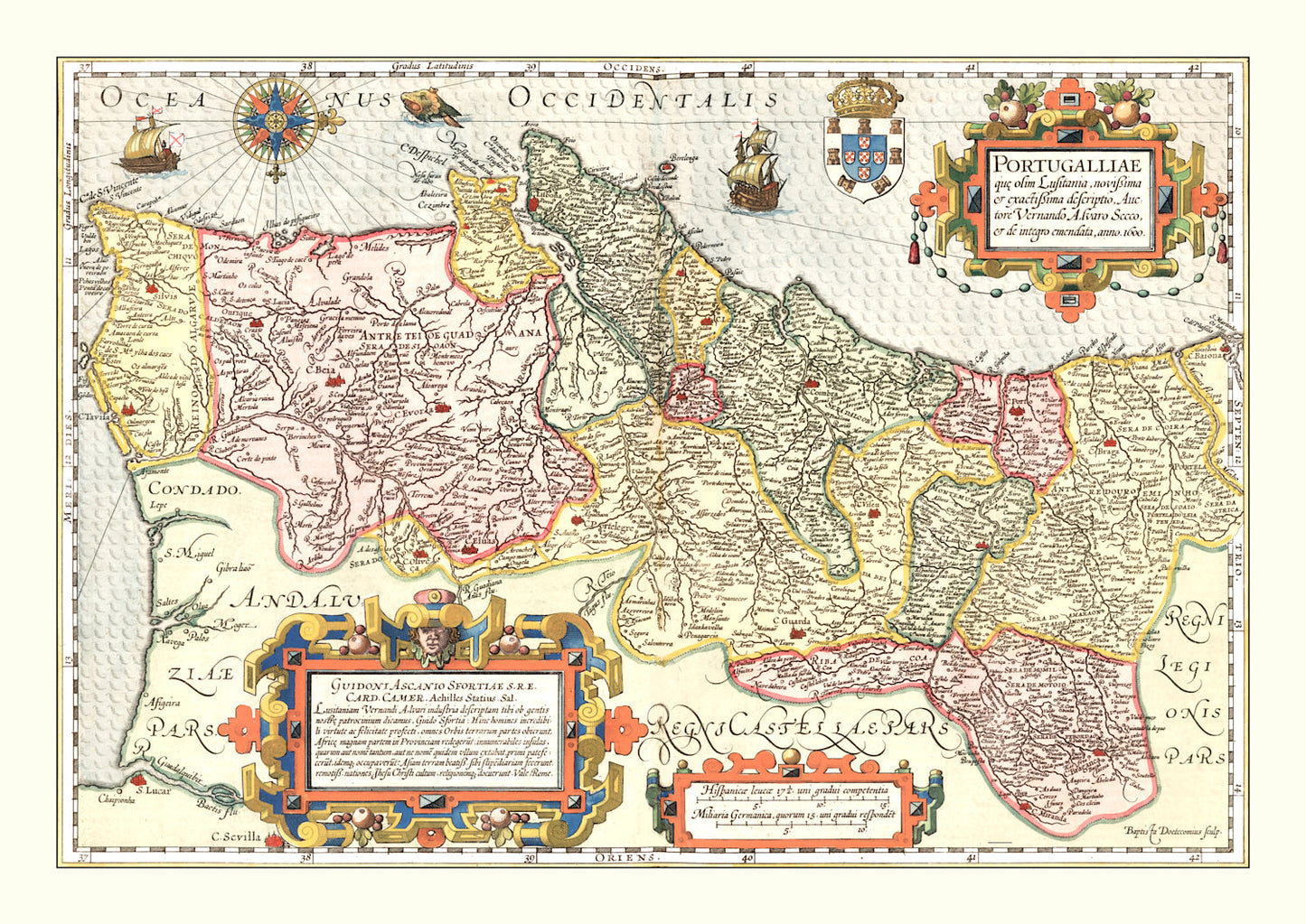 Vintage Map of Portugal, 1623