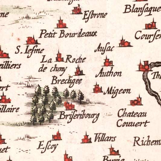 Vintage Map of Saintonge, France, 1623