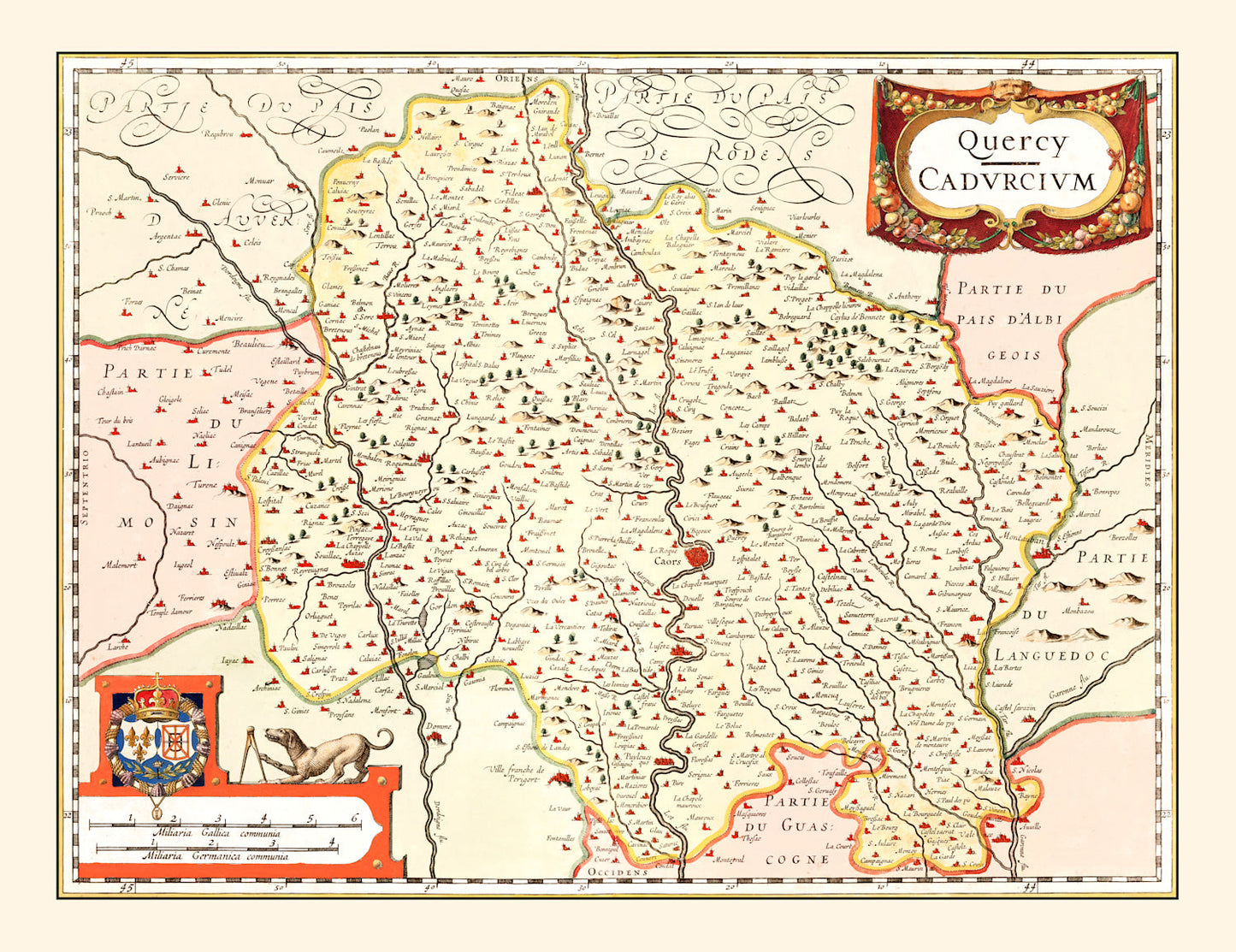Vintage Map of Quercy, France, 1623
