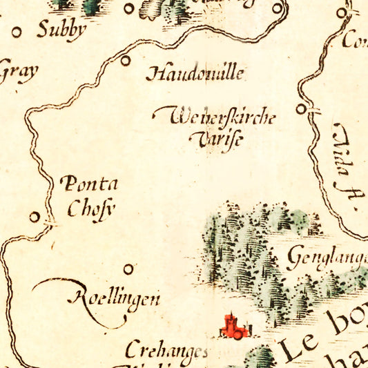 Vintage Map of Lorraine, France, 1623