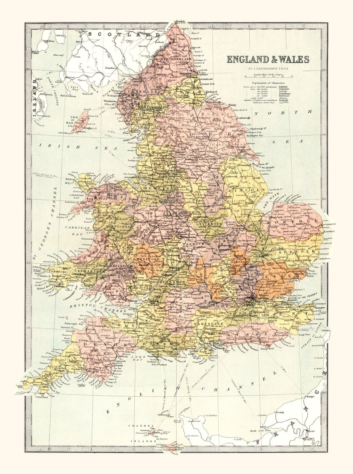 Vintage Map of England and Wales, 1871