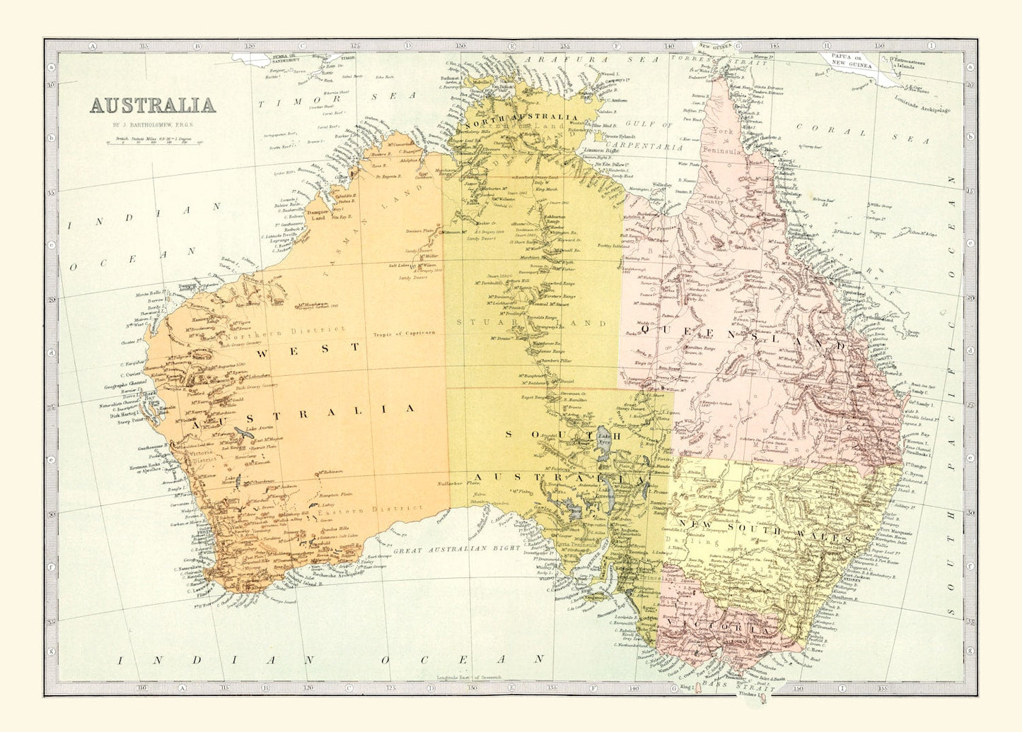 Vintage Map of Australia, 1871