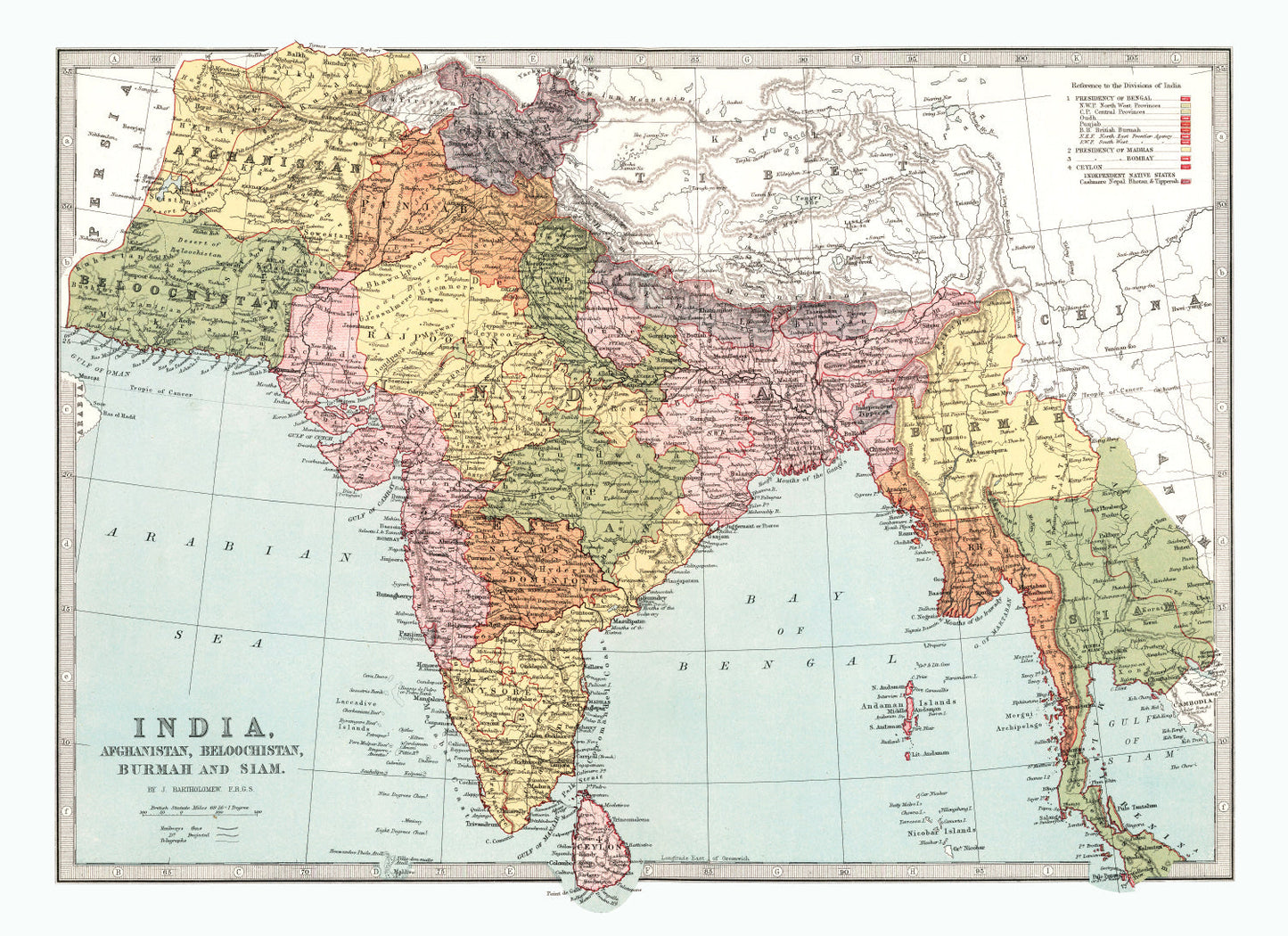 Vintage Map of India, 1871