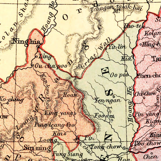 Vintage Map of China and Japan, 1871