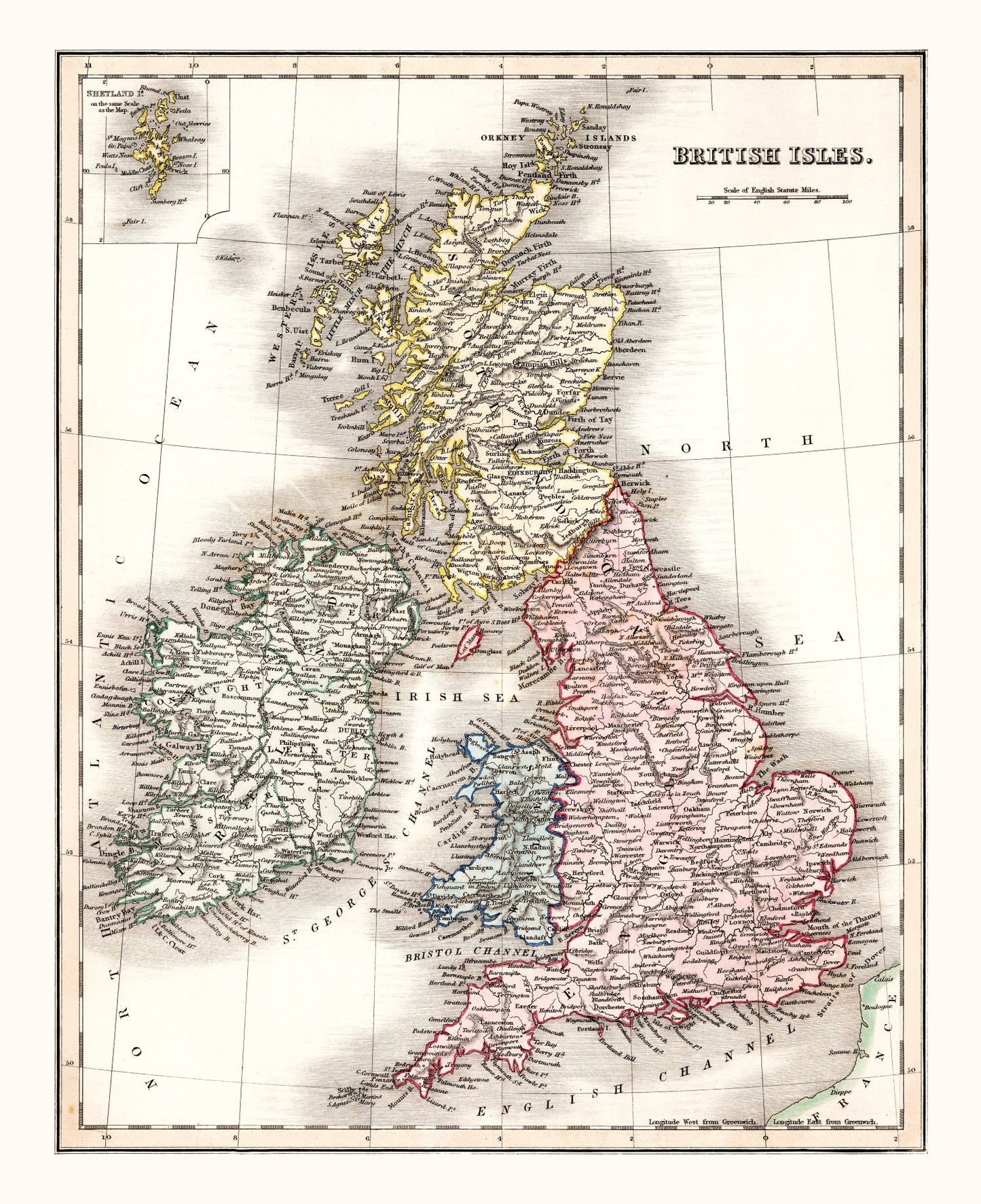 Vintage Map of the British Isles, 1832