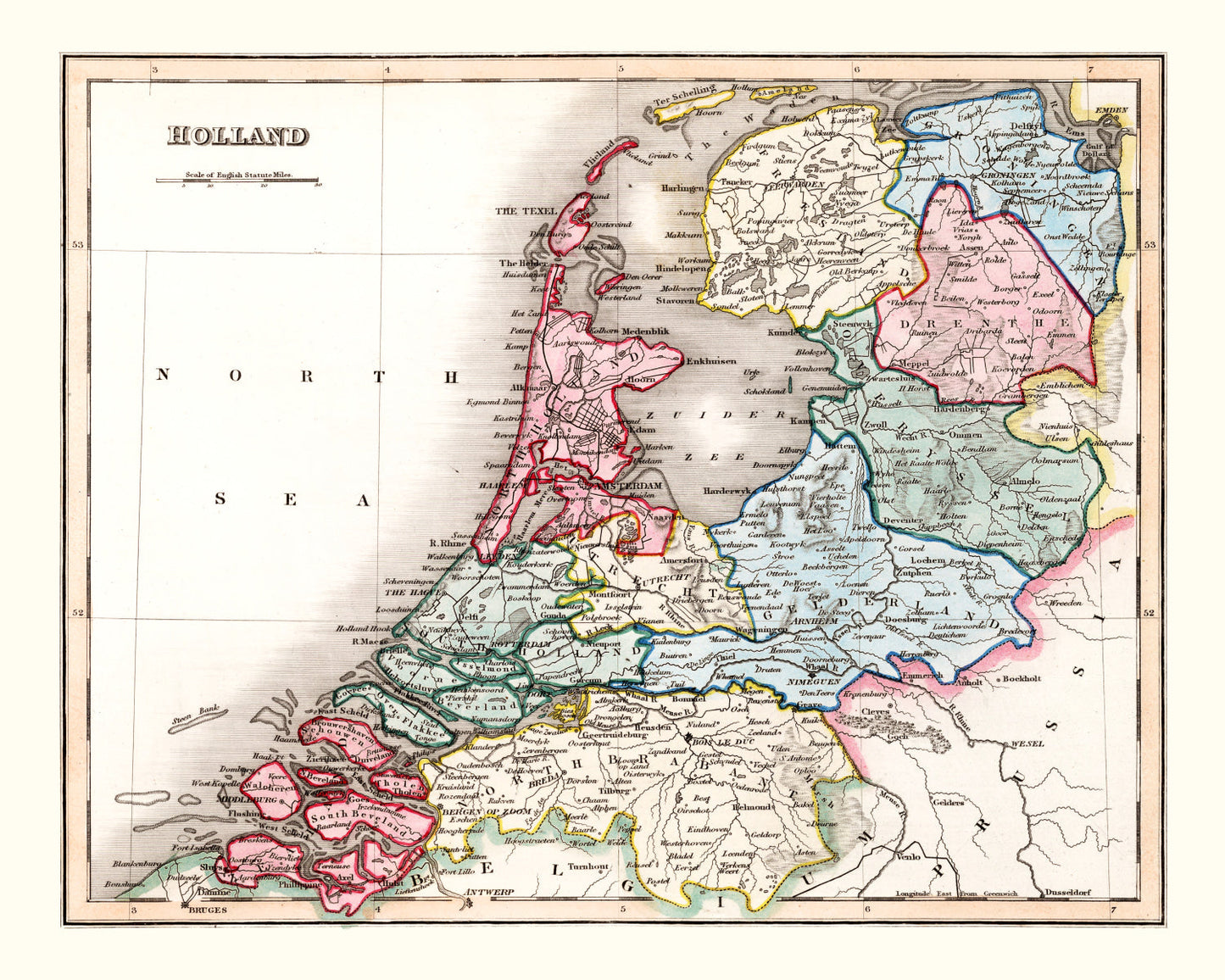 Vintage Map of Holland, 1832