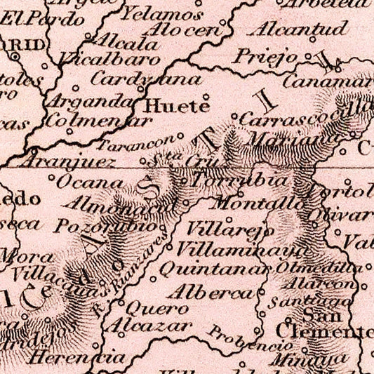 Vintage Map of Spain and Portugal, 1832