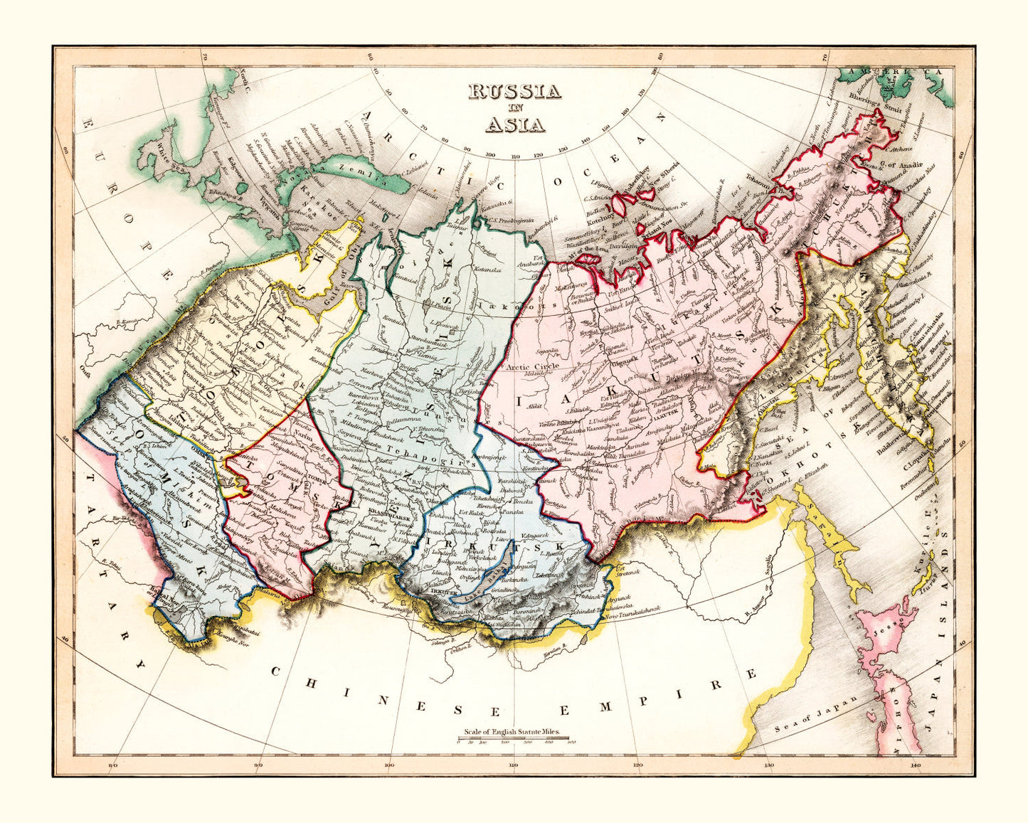 Vintage Map of Russia in Asia, 1832