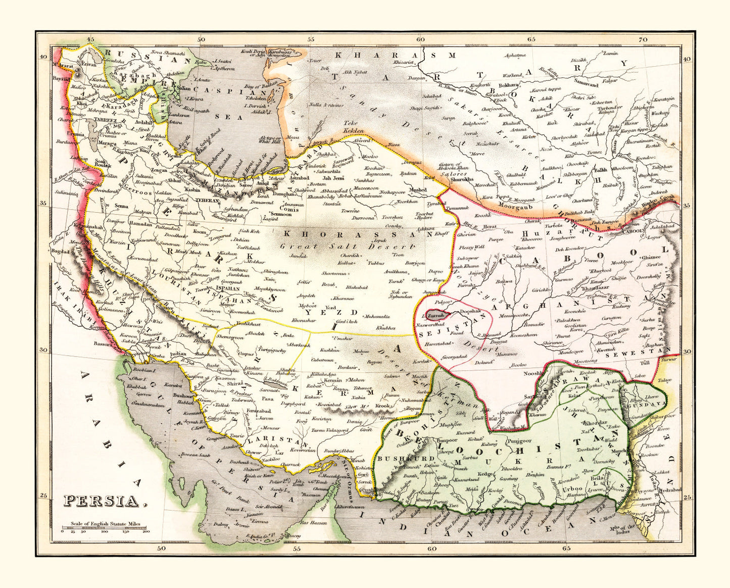 Vintage Map of Persia, 1832