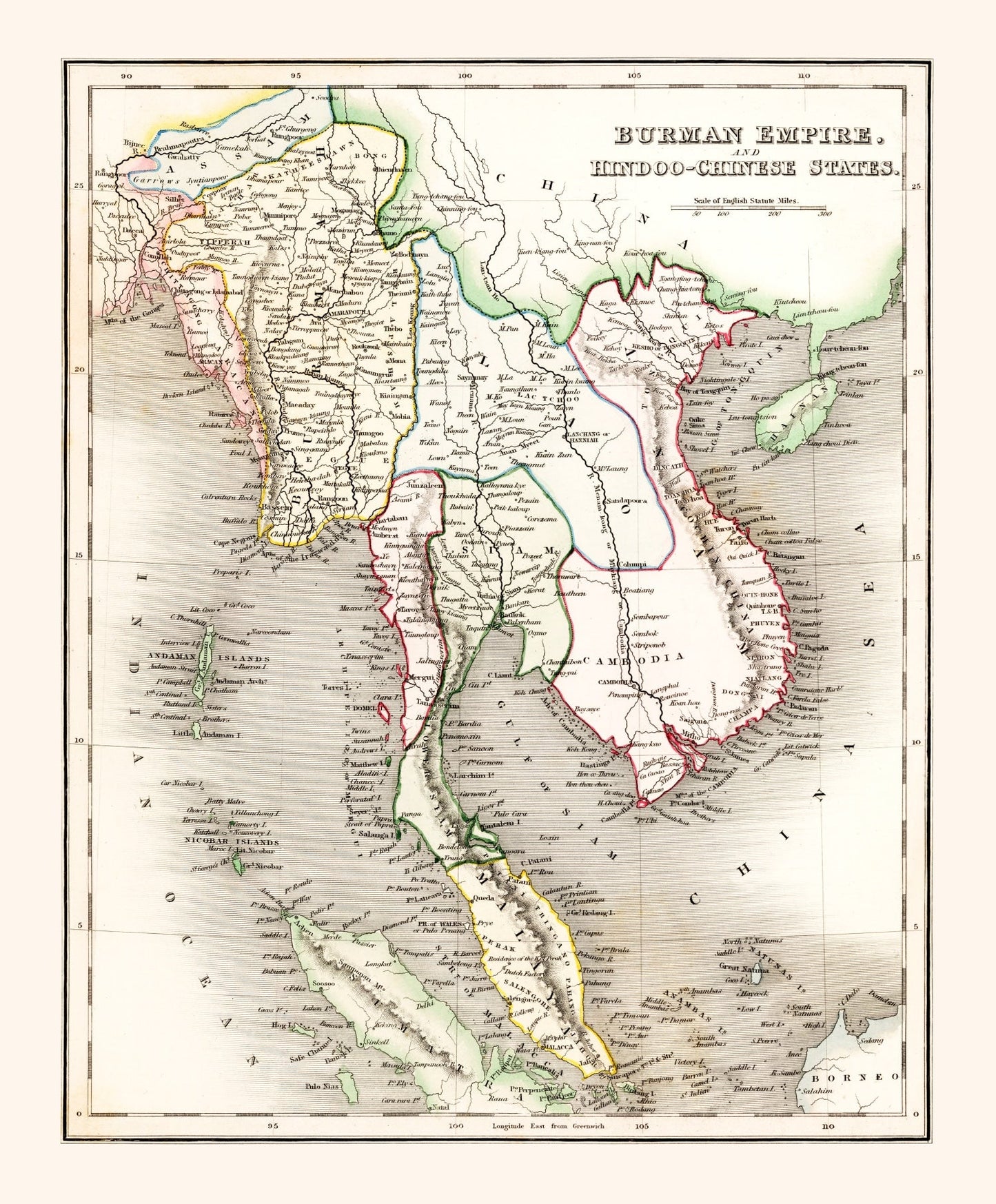 Vintage Map of the Burman Empire, 1832 | Wall Art