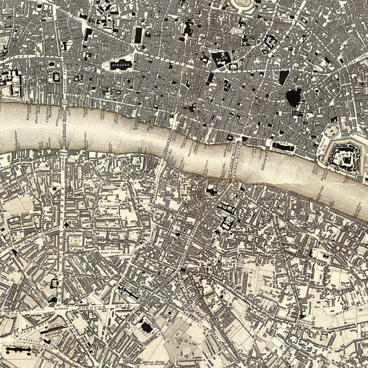 Vintage Map of London, England 1827