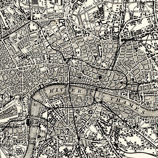 Vintage Map of London, England, 1886