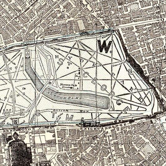Vintage Map of London, England, 1893