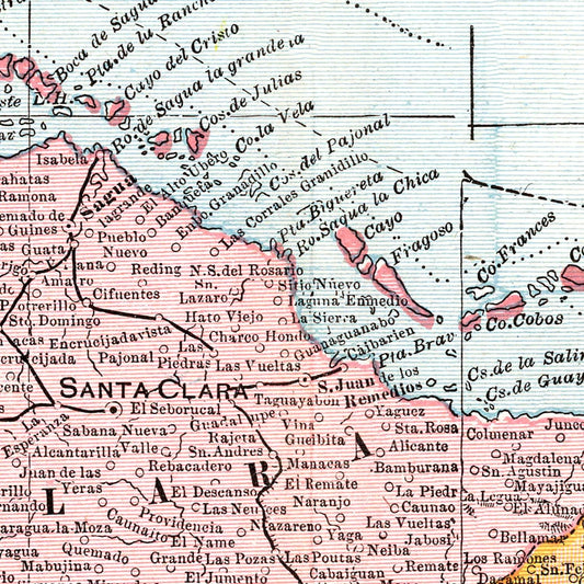 Vintage Map of Cuba 1901
