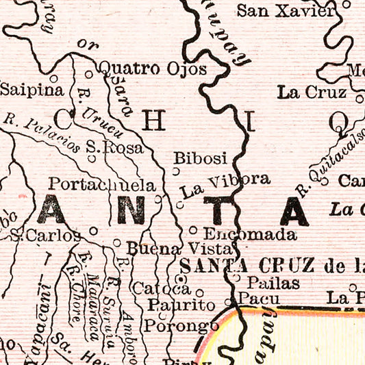 Vintage Map of Bolivia, 1901