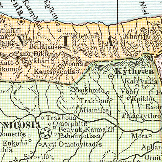 Vintage Map of Cyprus and Crete, 1901