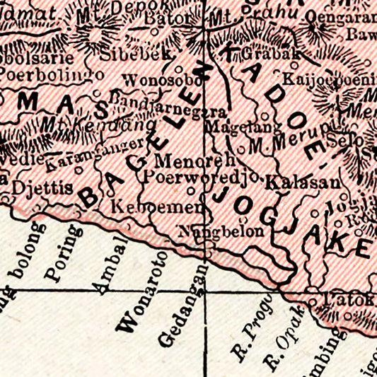 Vintage Map of Java, Indonesia, 1901