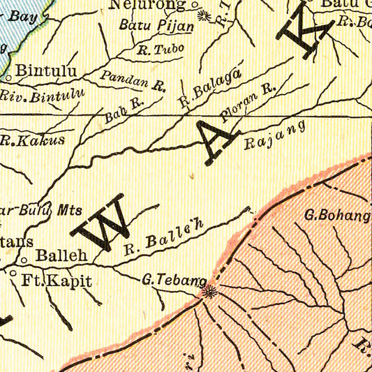 Vintage Map of Borneo, East Indies, 1901