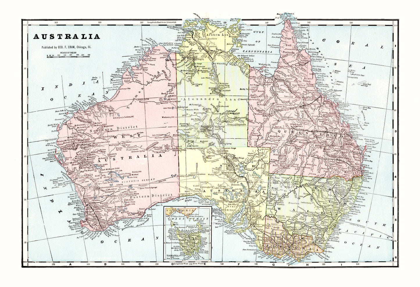 Vintage Map of Australia, 1901