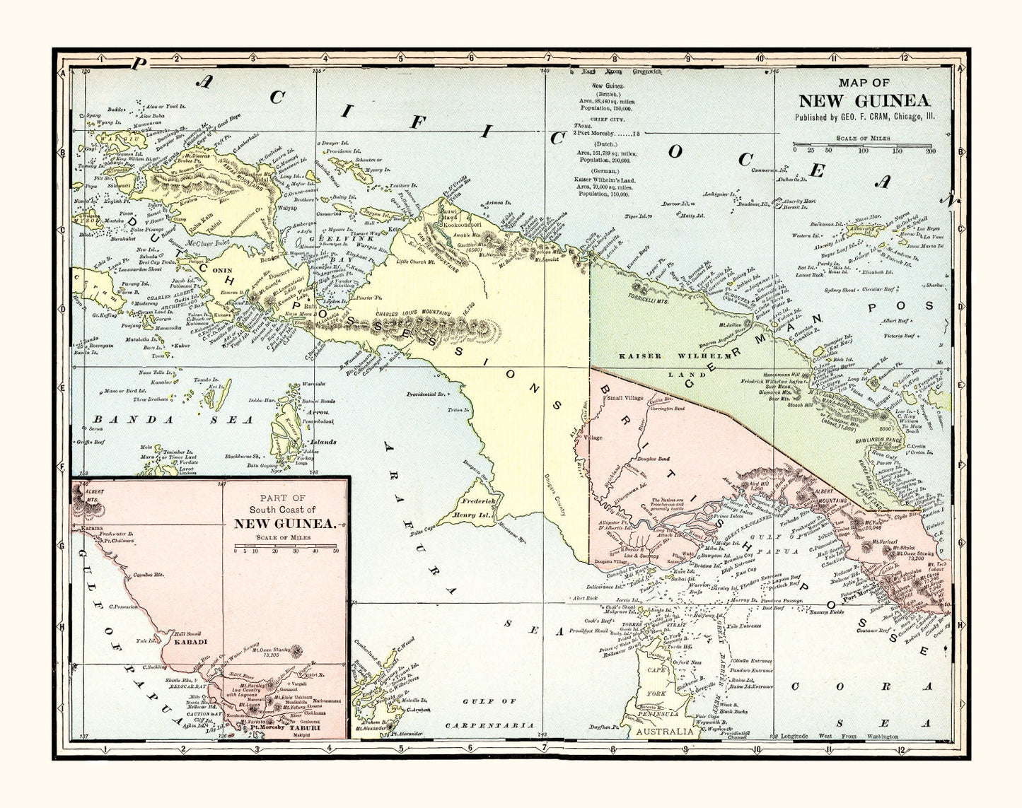 Vintage Map of New Guinea, 1901