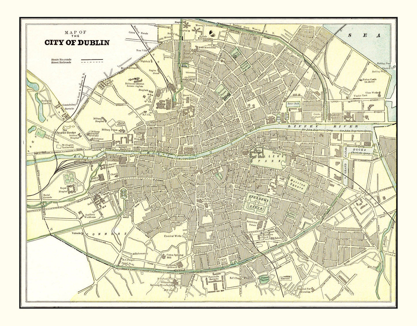 Vintage Map of Dublin, Ireland, 1901