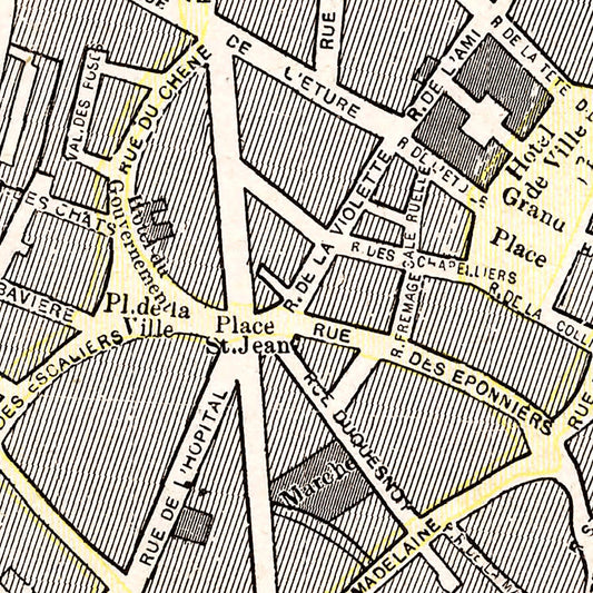 Vintage Map of Brussels, Belgium 1901 Wall Art