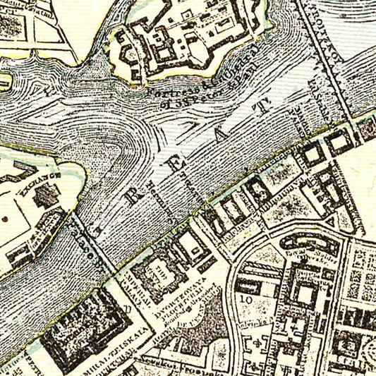 Vintage Map of Saint Petersburg, Russia, 1901
