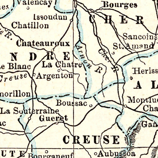 Vintage Map of France, 1893