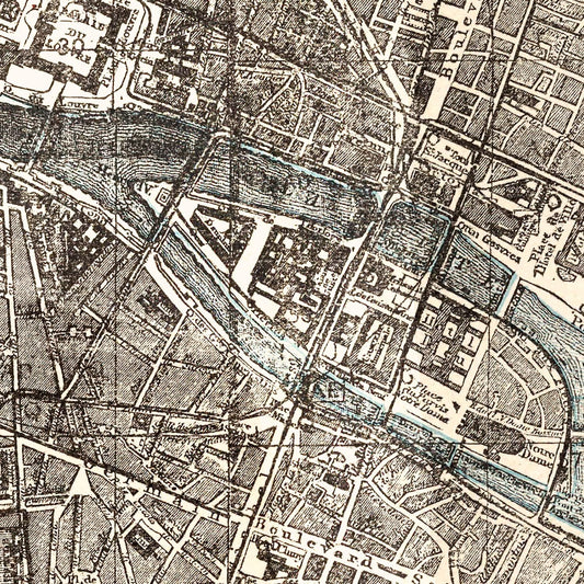 Vintage Map of Paris, France, 1893