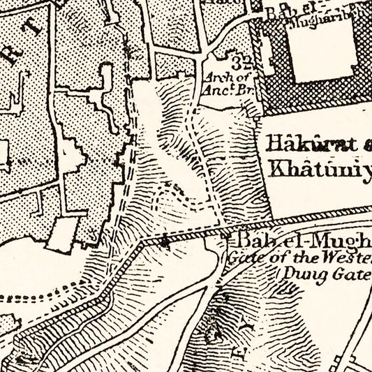 Vintage Map of Jerusalem, Israel, 1893