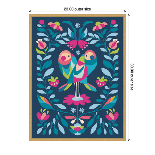 Love Birds Framed Canvas Wall Art
