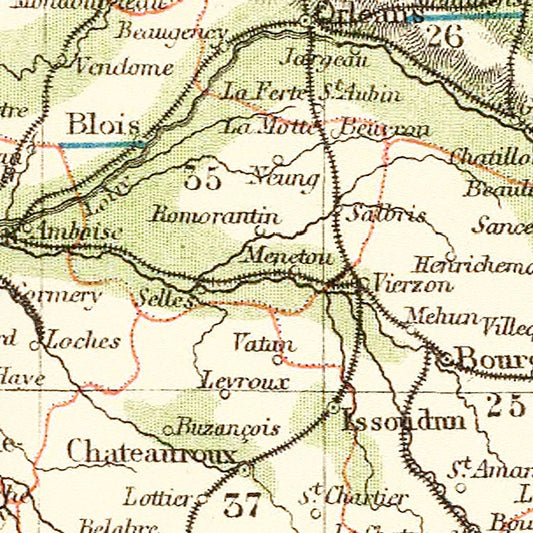 Vintage Map of France, 1883