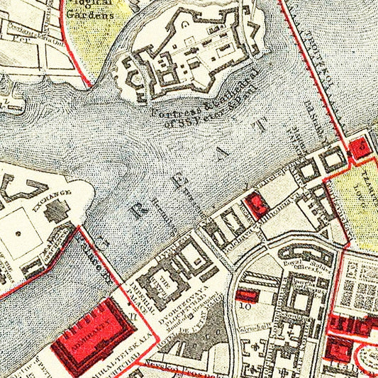 Vintage Map of Saint Petersburg, Russia, 1883