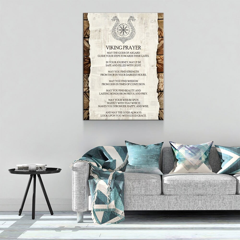 Viking Prayer Canvas Wall Art - Nordic Decor