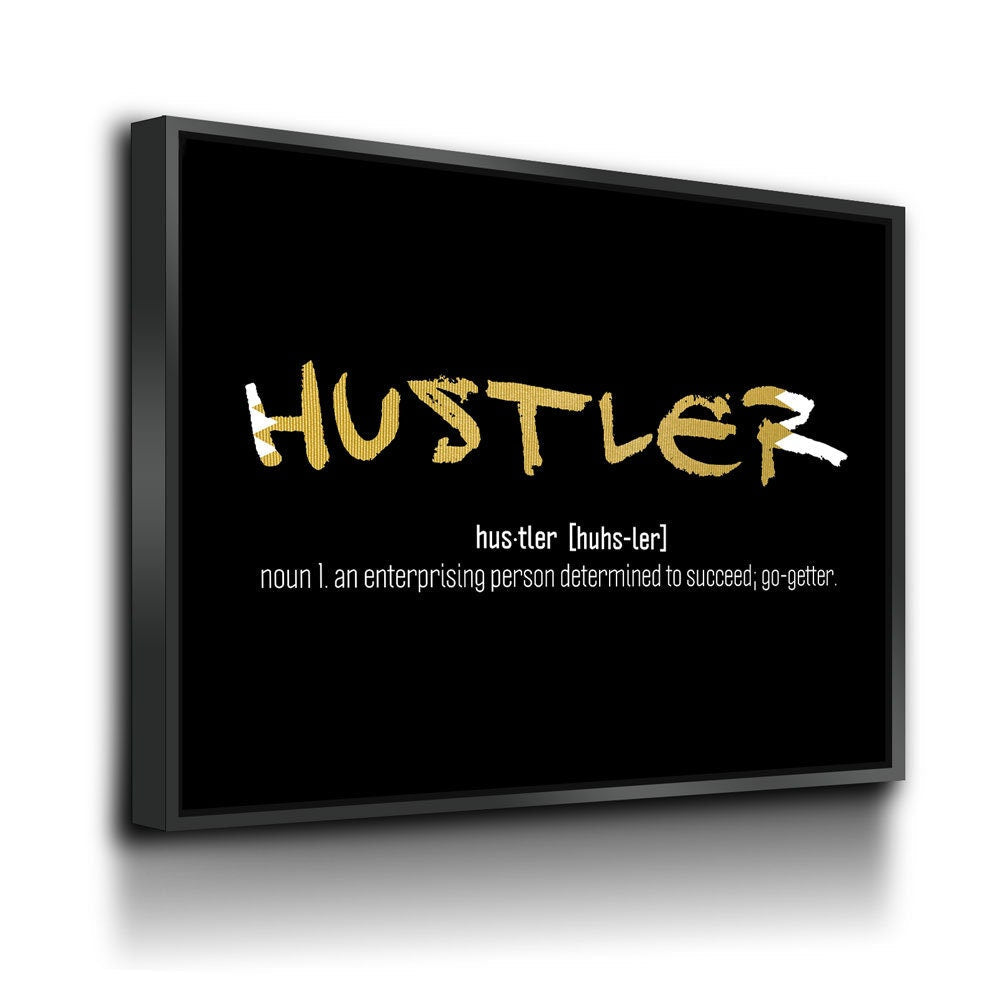 Hustler Definition Canvas Wall Art, Motivational Print