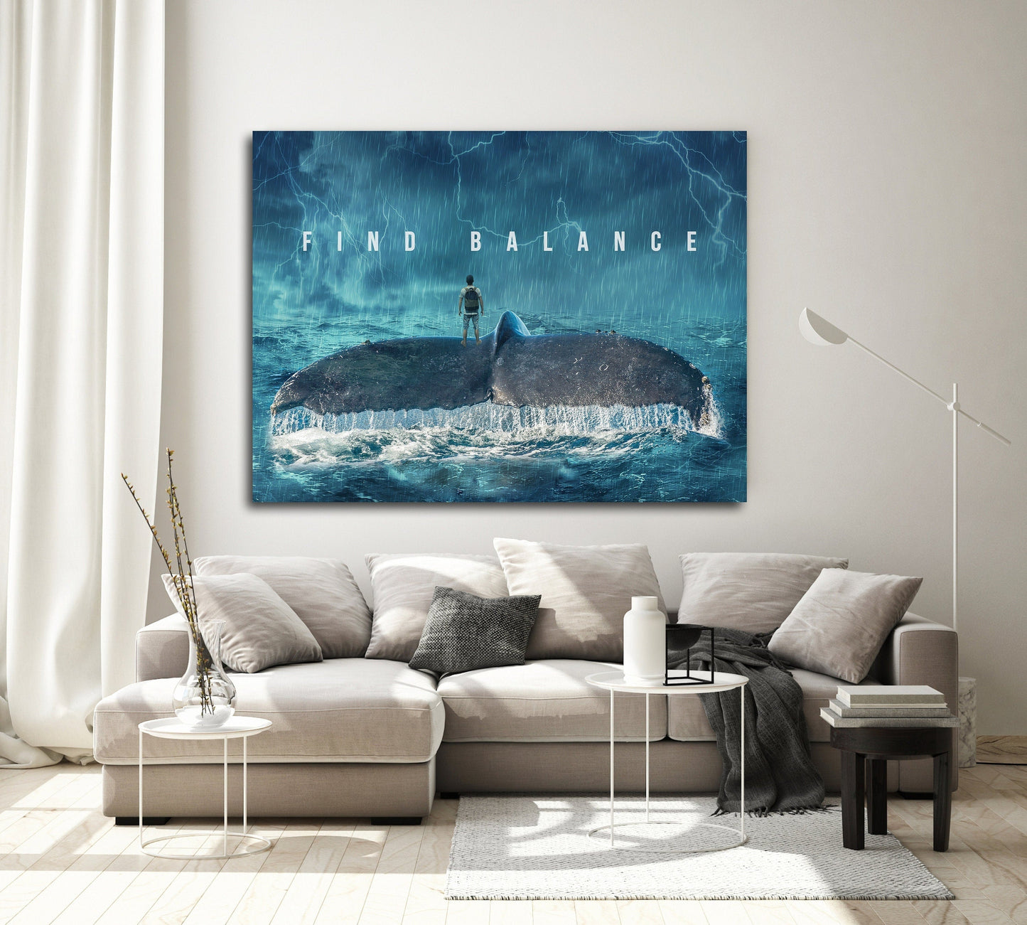 Find Balance Whale Tail Canvas Wall Art