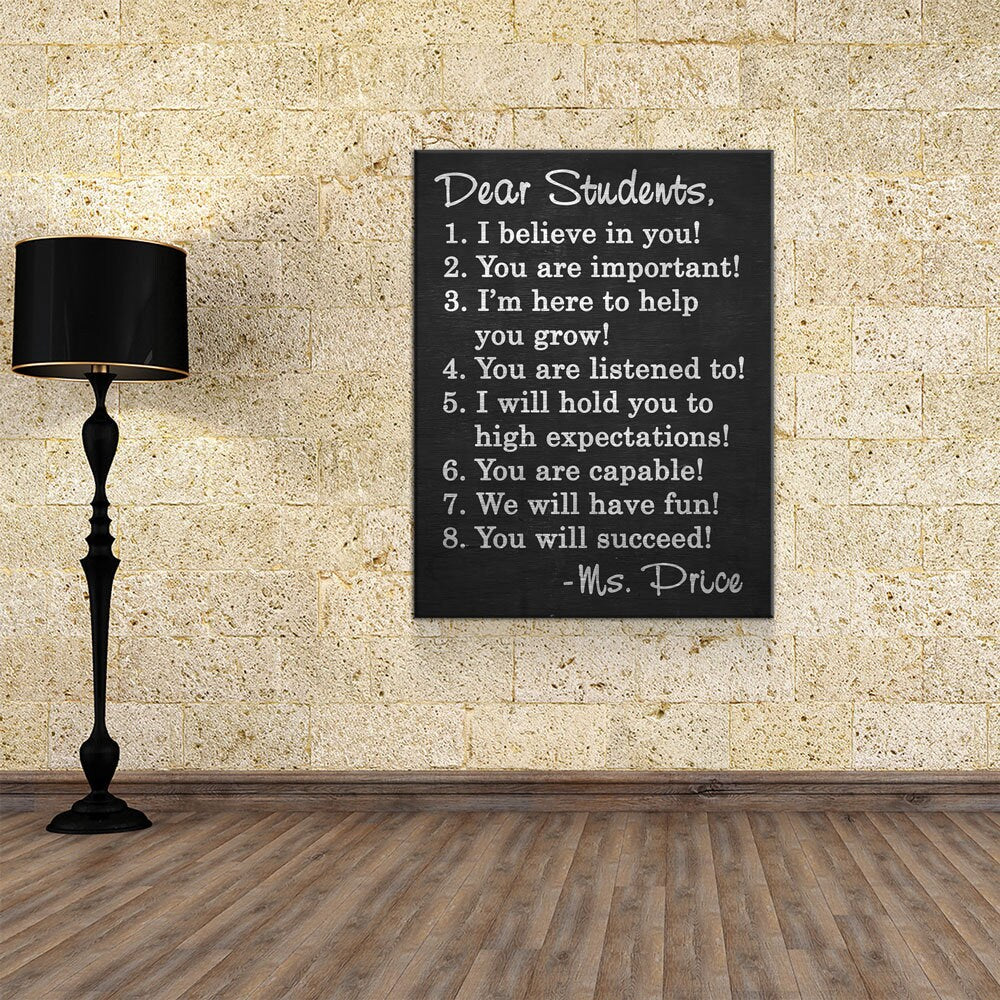 Dear Students Canvas Wall Art - Classroom Sign