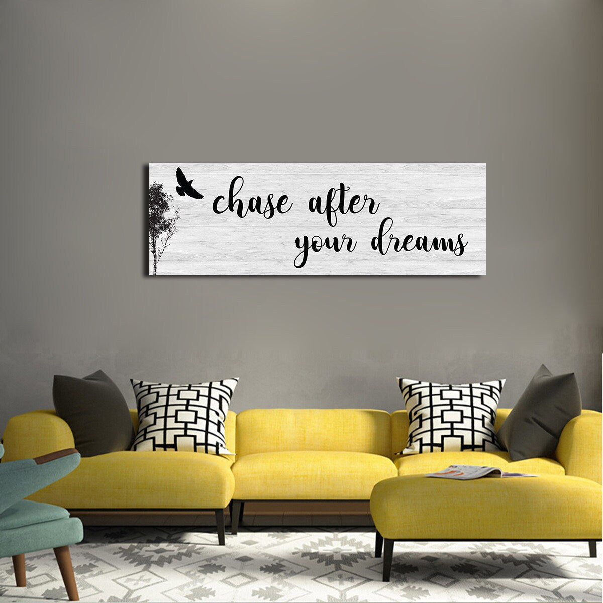 Chase After Your Dreams Canvas Wall Art, Above Bed Decor