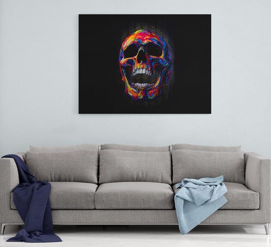 Money Skull Abstract Canvas Wall Art