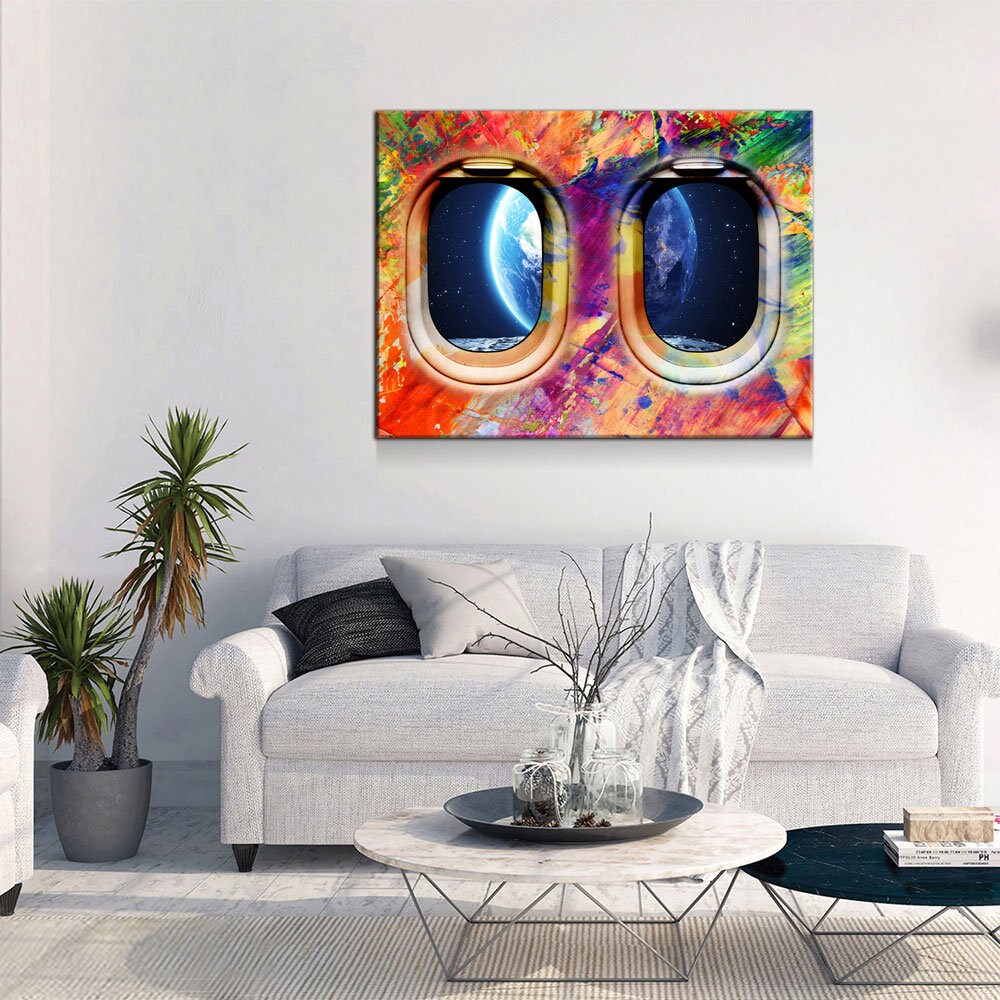 Airplane Window Seat Earth View Canvas Wall Art