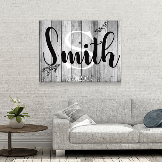 Personalized Family Name & Initial Canvas Wall Art