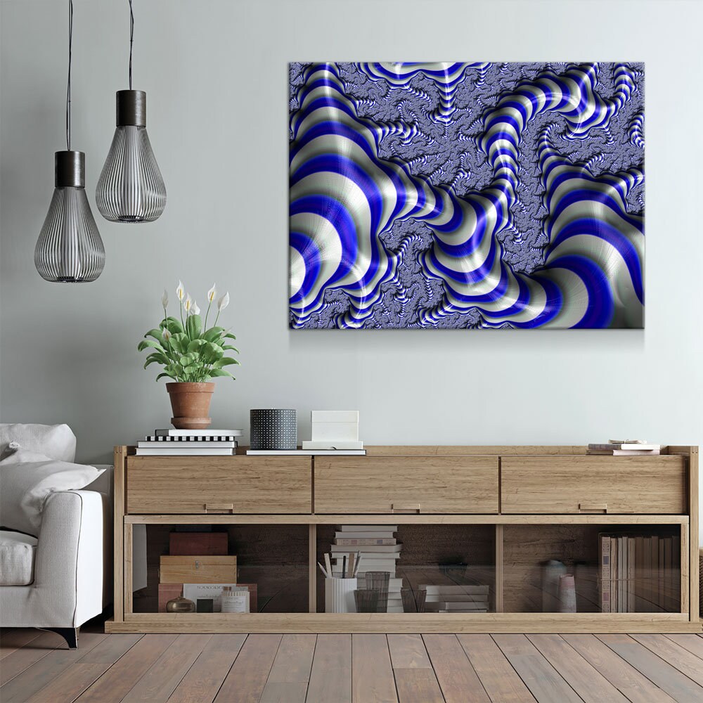 Blue Fractal 3-Piece Canvas Wall Art Set