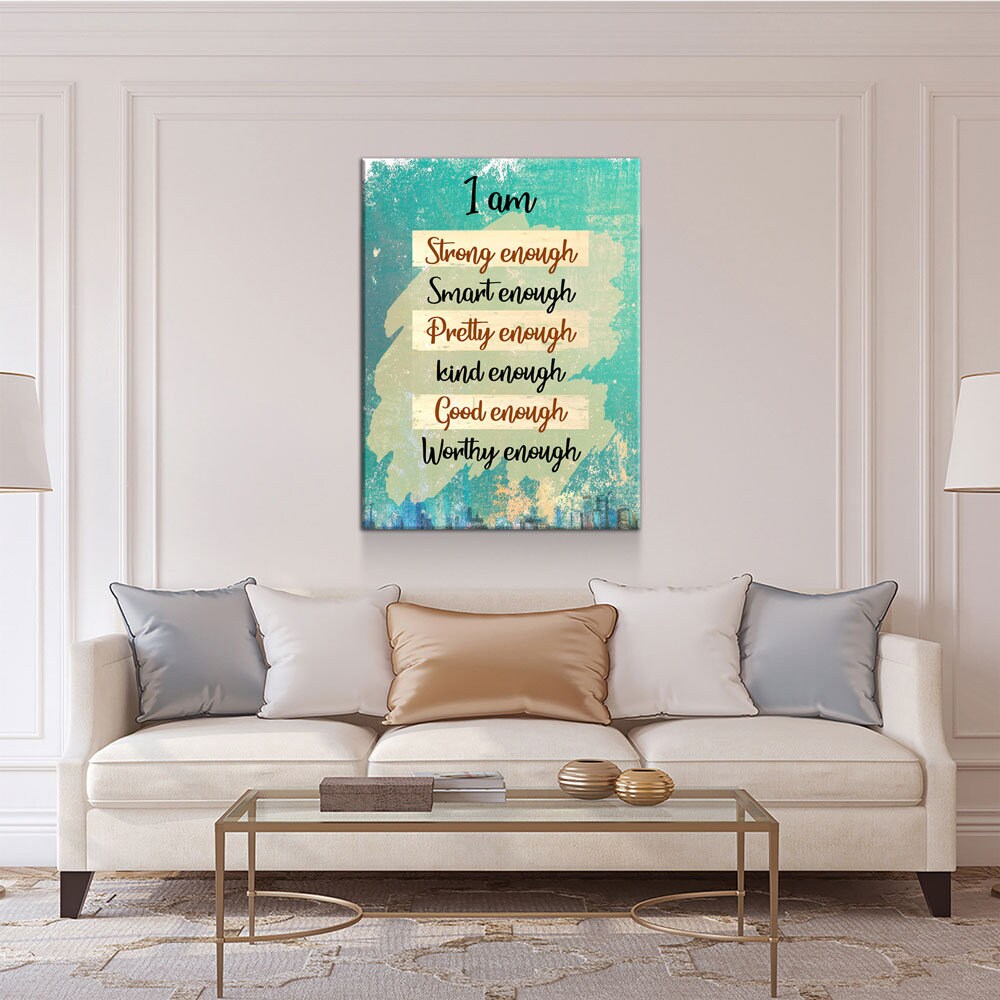I Am Strong Enough Canvas Wall Art, Affirmation Decor