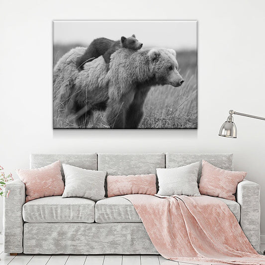 Bear & Cub Grizzly Canvas Wall Art